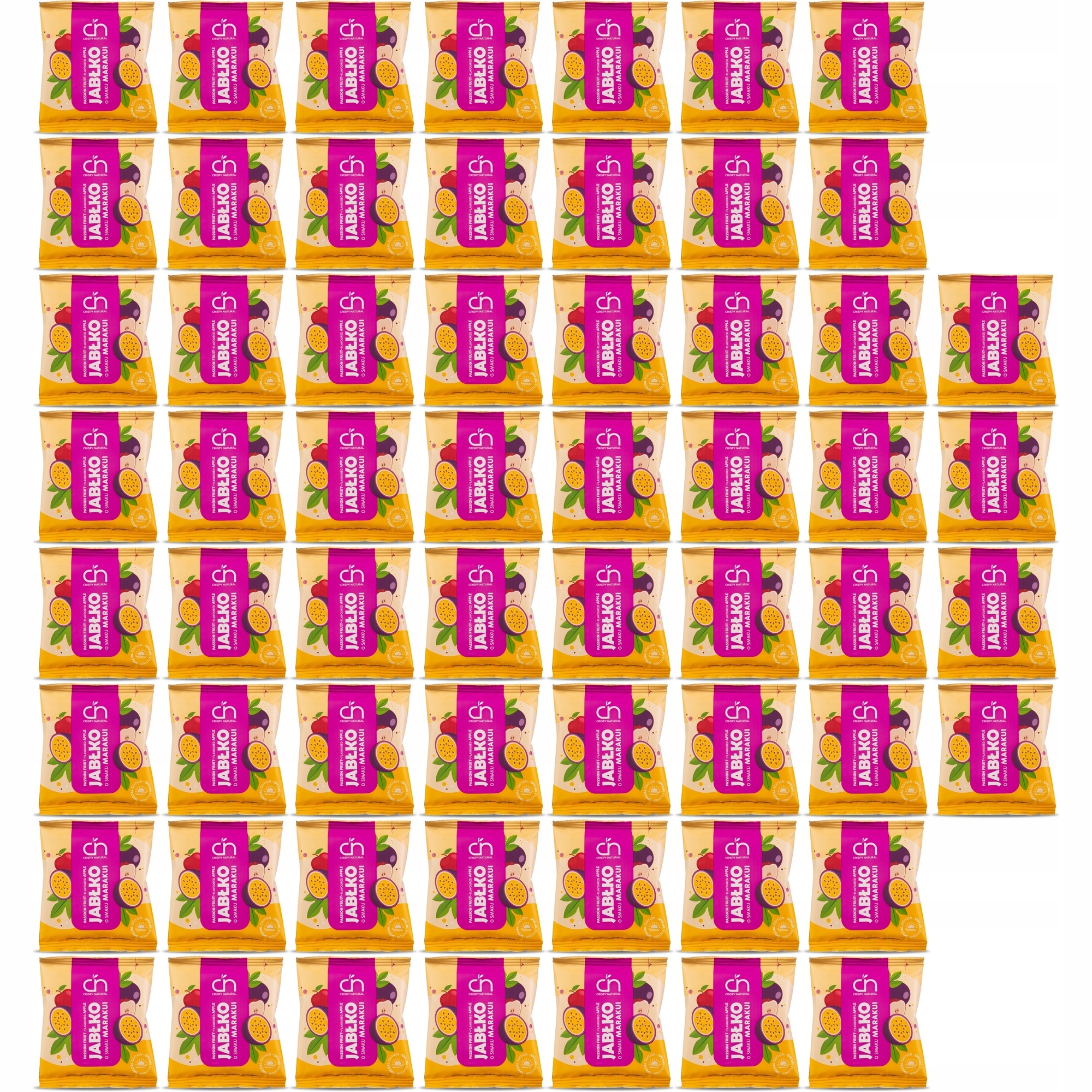 Zestaw Crispy Natural Jabłko o smaku marakui Suszone chipsy z 60 szt.