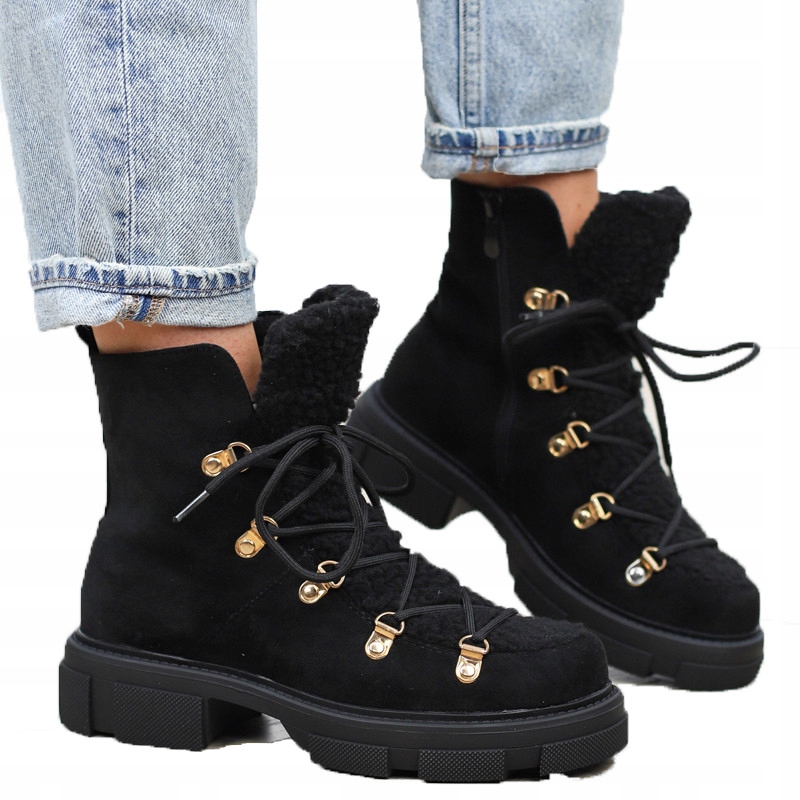 

Czarne botki damskie futerko śniegowce H2218-2 r37