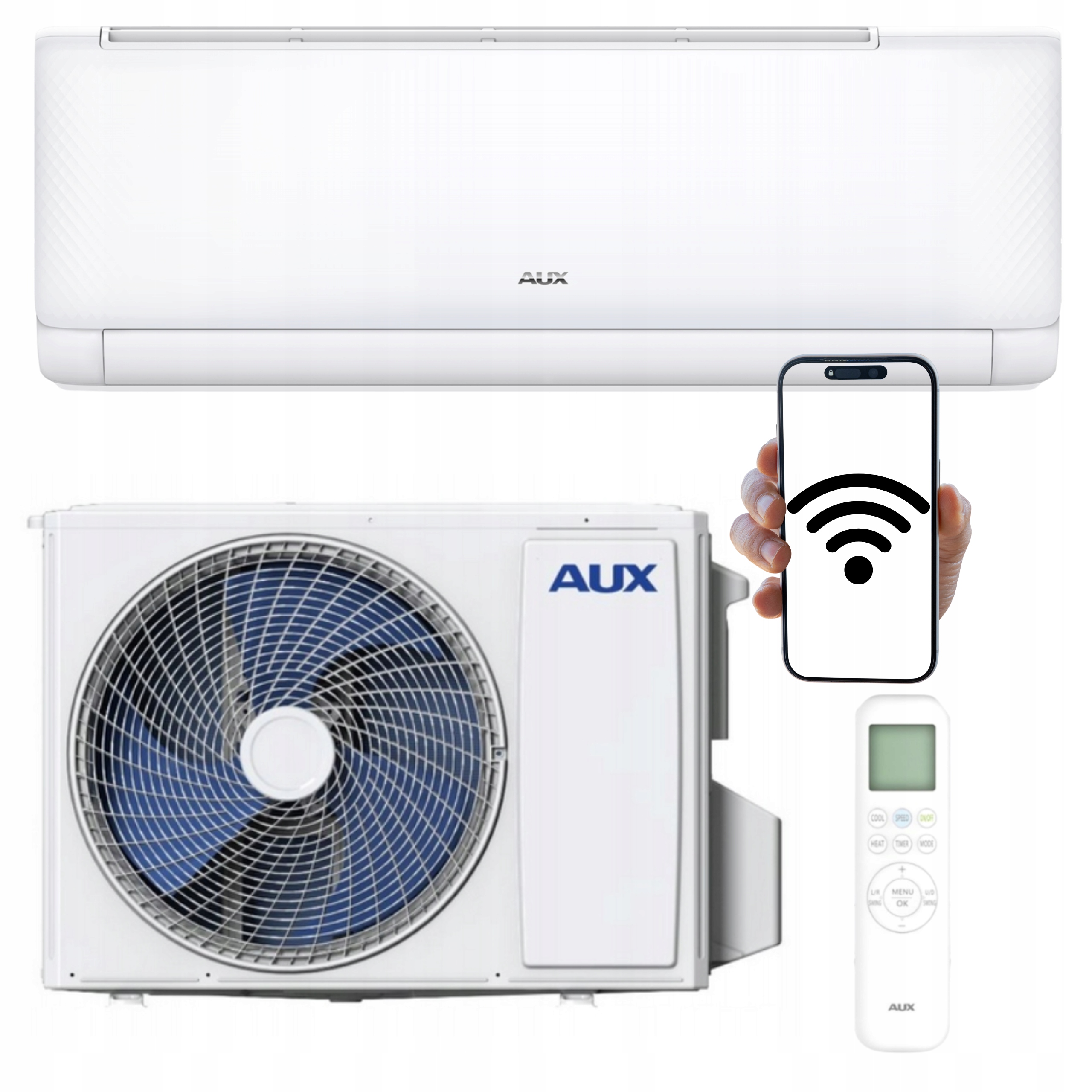 Nástěnný klimatizátor Aux Q-Smart Eco 3,5 kW Wifi Topení Klimatizace Split