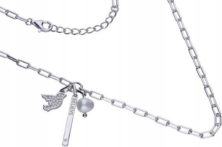 Stříbrný náhrdelník 925 believe ptáček a perla 5,00, módní vzor jako dárek