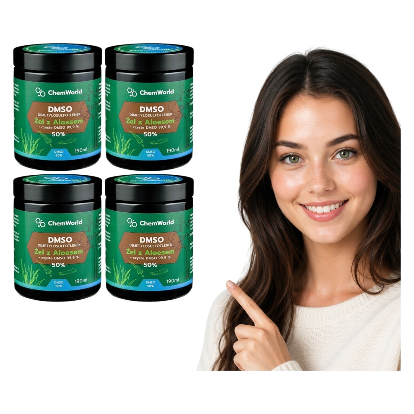 4x Dmso Aloes Chemworld Żel 50% Dimetylosulfotlenek 190 ml Aloe Vera Czda