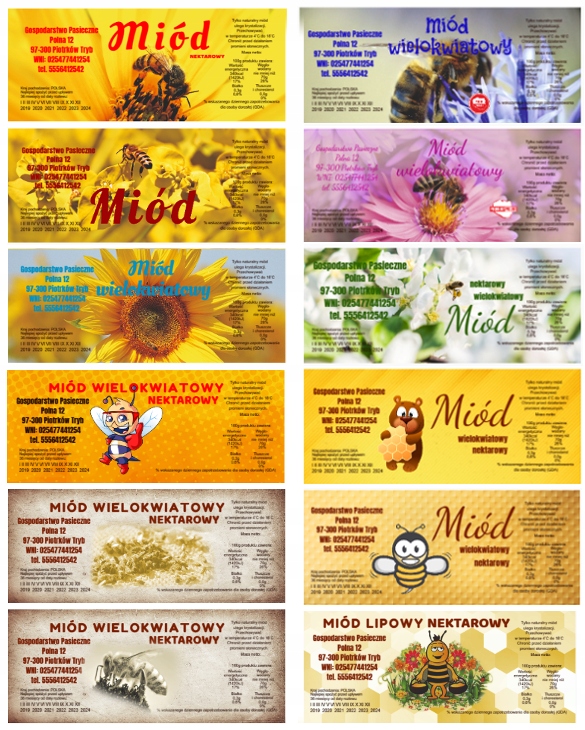 

Kreator on-line etykiety naklejki na miód 100szt