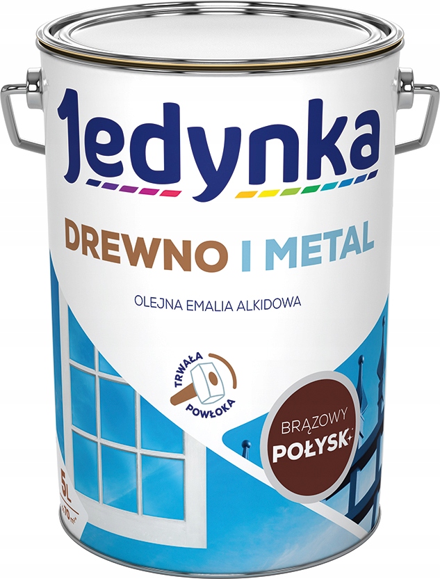 Jedynka Drewno i metal 5L Brązowy Połysk Emalia alkidowa