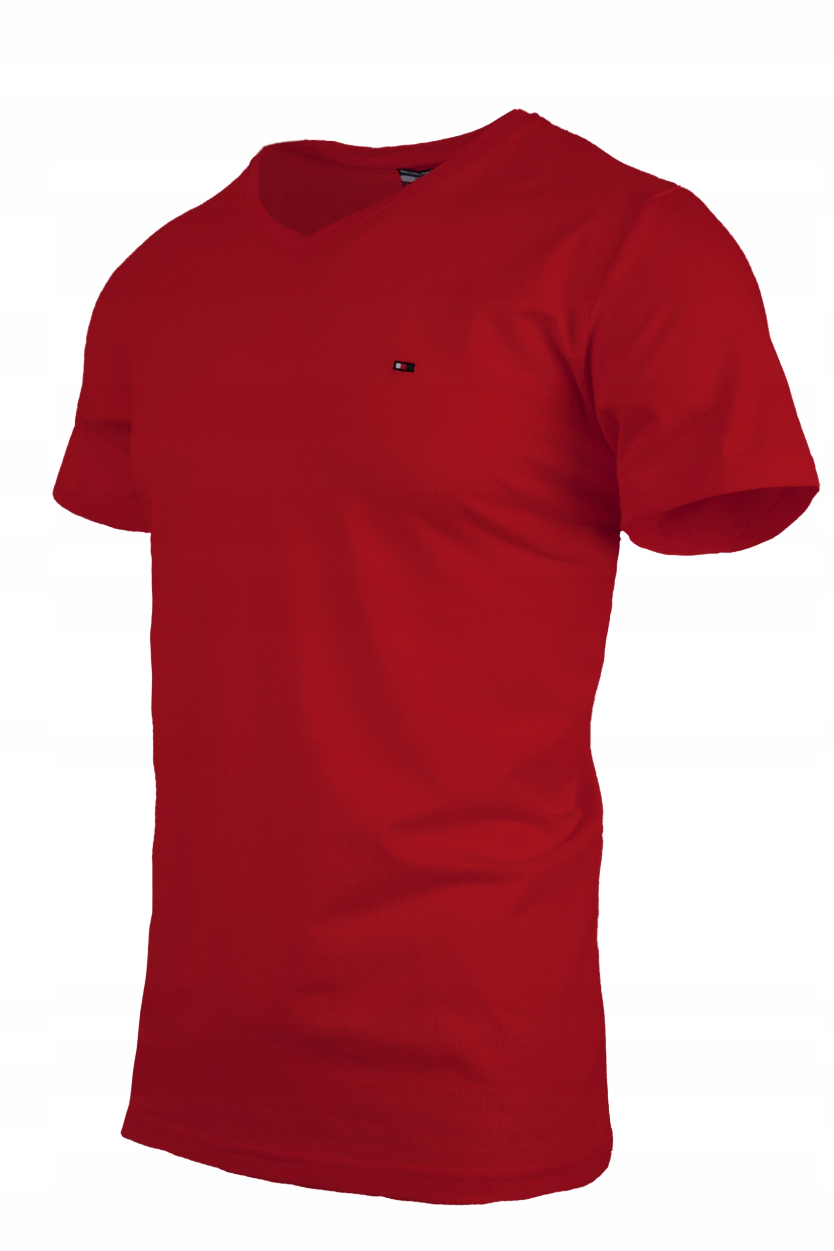 

T-shirt Męsk Czerwony Koszulka W Serek W Szpic XXL