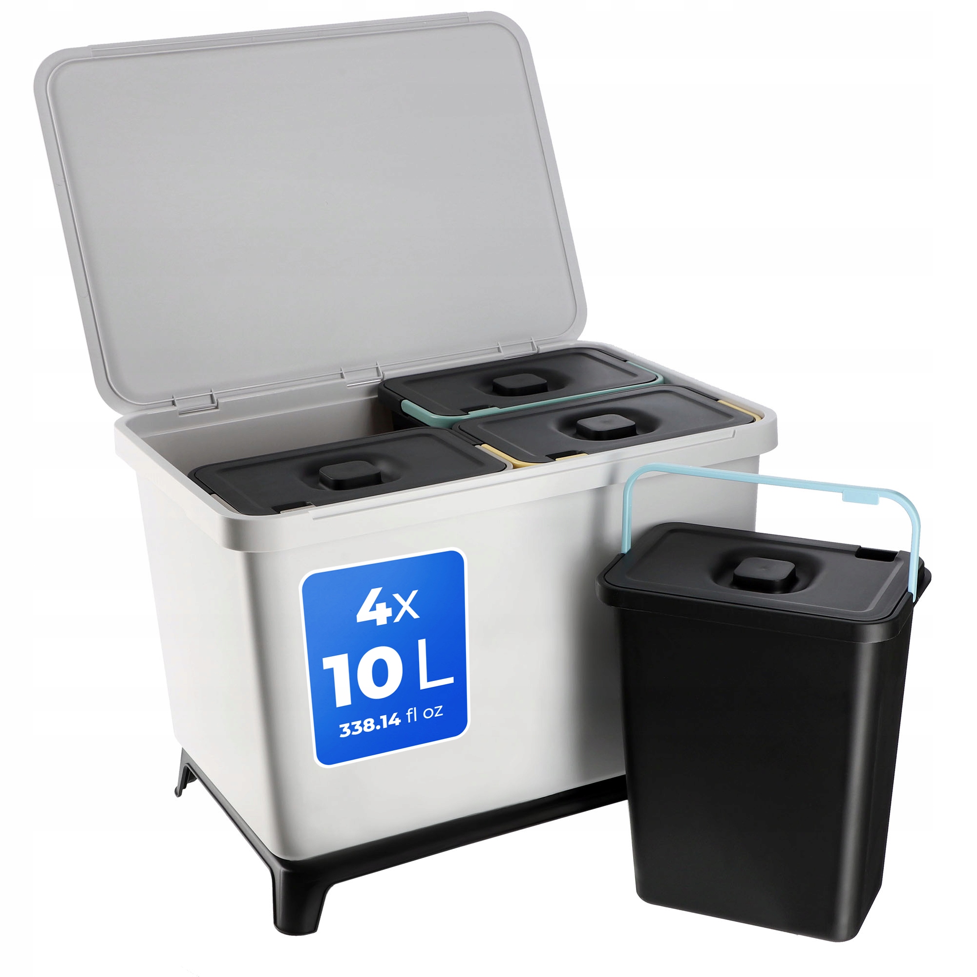 Levně Odpadkový Koš Nádoba 4 x 10 L Koše Na Třídění S Držákem Třídič