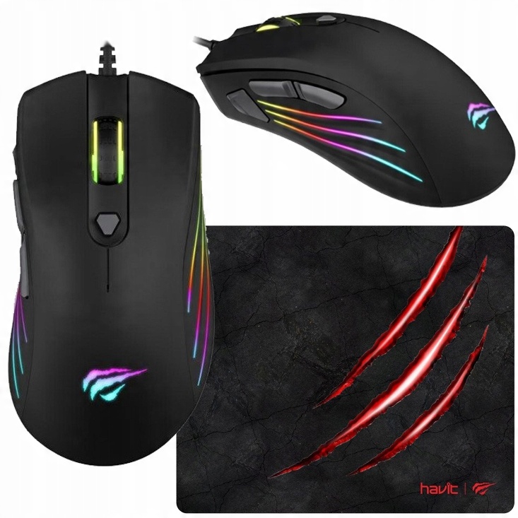 

2w1 Mysz Gamingowa 6400 Dpi Rgb Podkładka Gracza