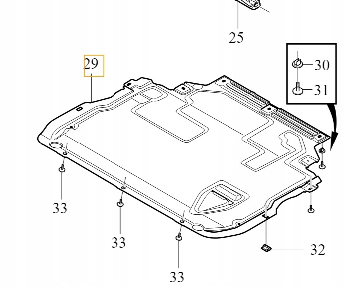 Volvo V40 kryt desky pod motor originál Oe 2,0D 2,0T