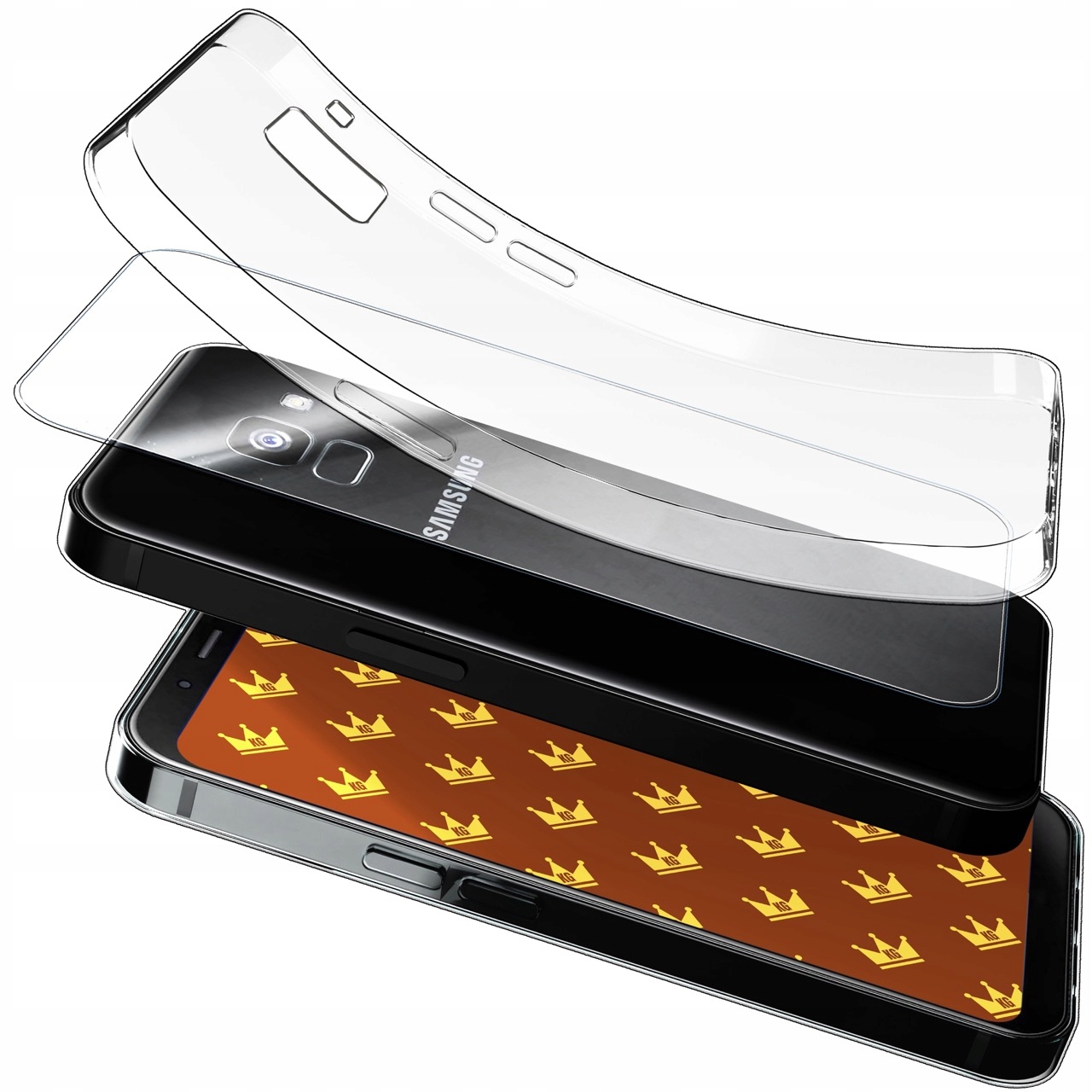 Etui Do Samsung Galaxy A5 A8 2018 (Przezroczyste, Silikonowe) Szkło 9H