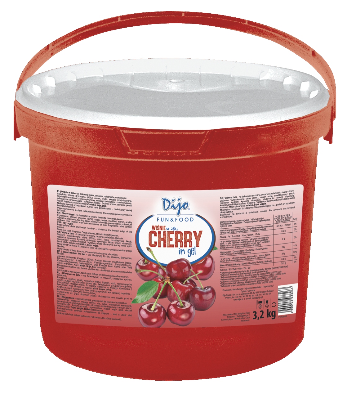 Levně Ovoce Višně v gelu 3,2 kg Fruželina pro vafle dezertů s příchutí Třešně