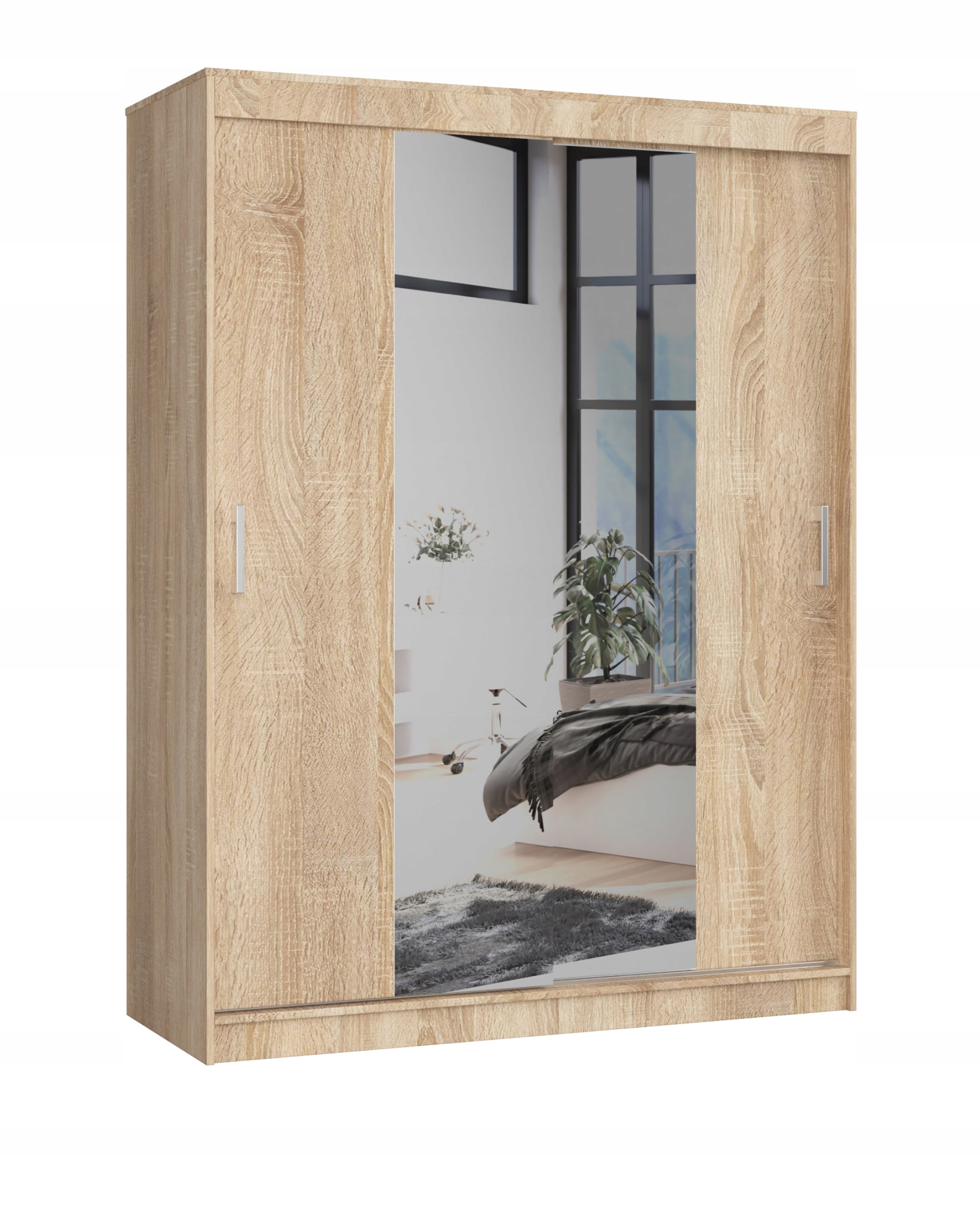 Posuvná skriňa Mono 150 cm dub sonoma s zrkadlom Akd