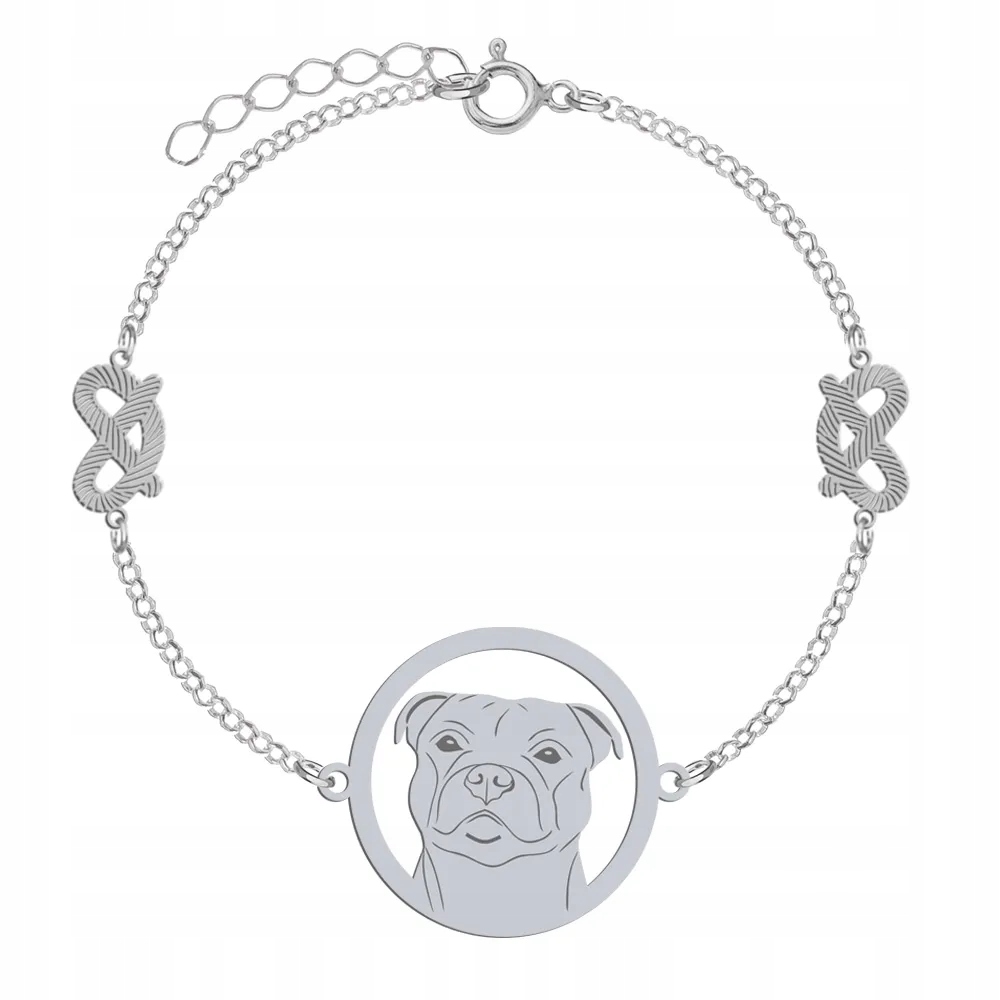 Stříbrný náramek ze stafordšírského bulteriéra 925 Dárek Gravírování Bonus