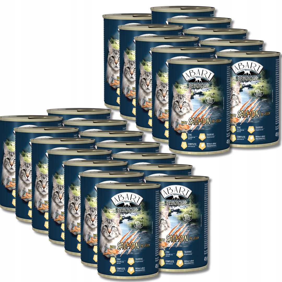 Levně Abart Delicious Sada 24 plechovek pro kočky 415 g Losos v želé
