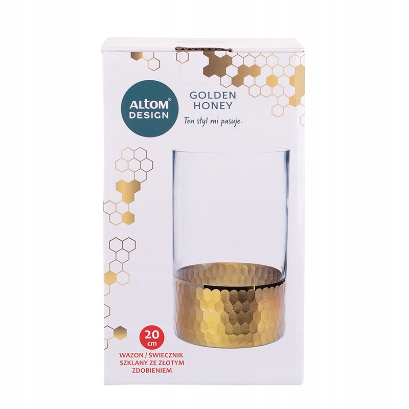 WAZON NA KWIATY SZKLANY ŚWIECZNIK GLAMOUR 20CM Materiał szkło