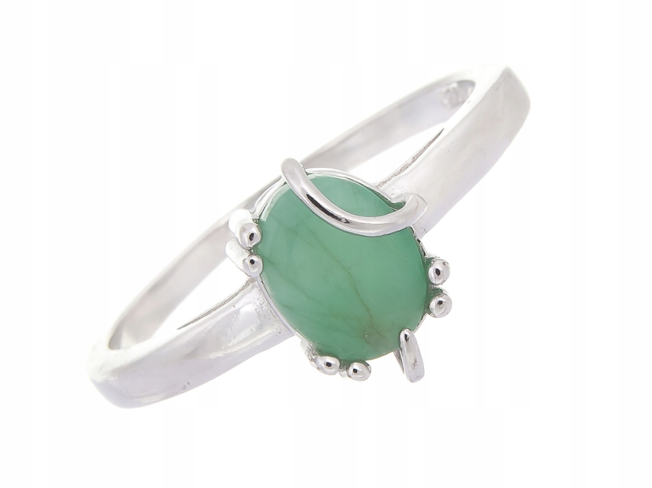 Rhodiem Pokovaný Prstýnek Vel .21 S Přírodním Smaragd Dárek