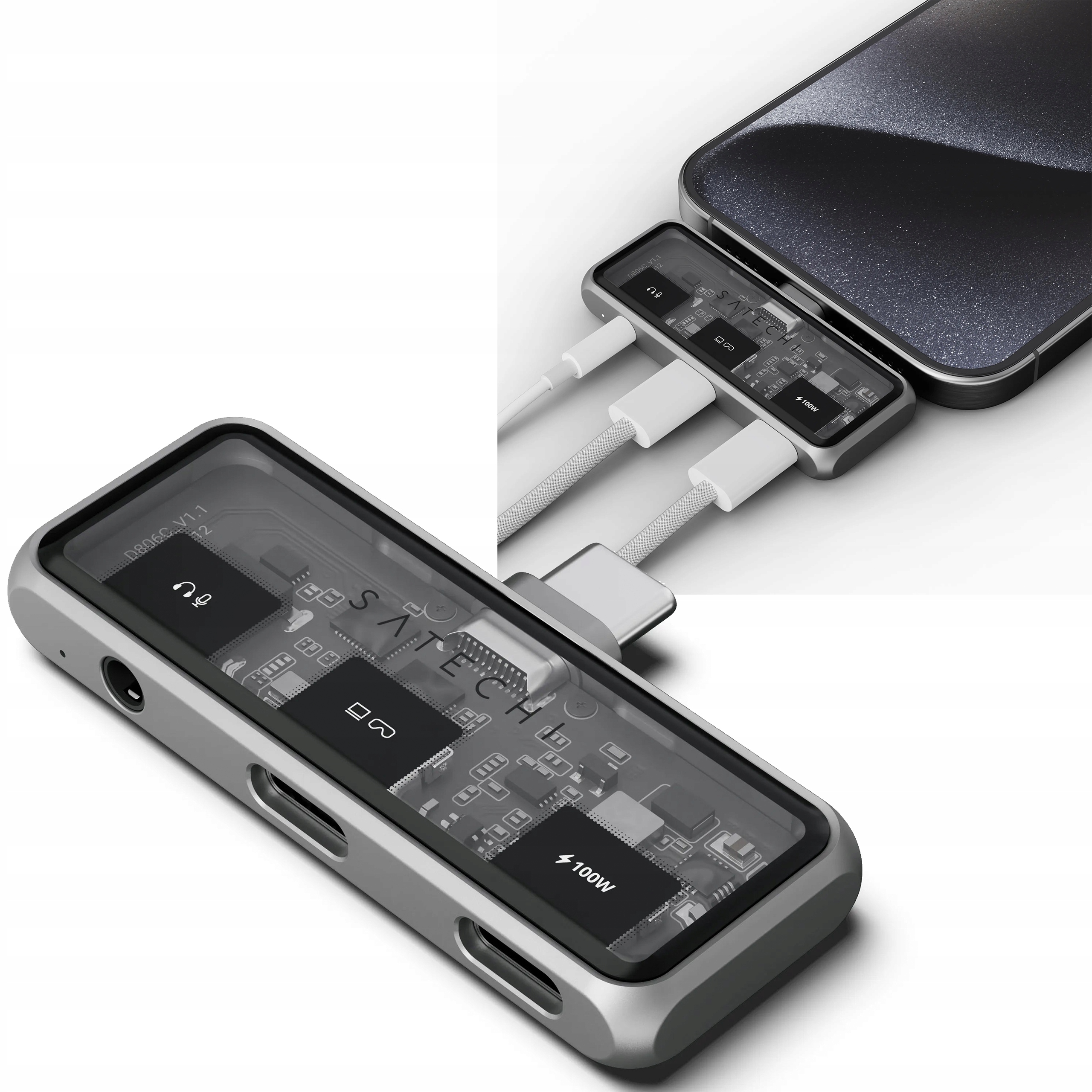 Satechi Mobile Xr Adapter Hub Usb-c na Usb-c 100W 3.5mm Audio In/Out