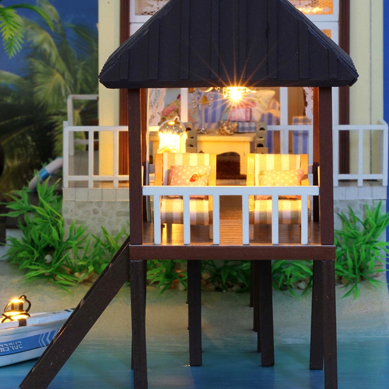 Model Dom letniskowy DIY PLAŻA ŁÓDŹ Puzzle 3D LED Efekty podświetlenie LED