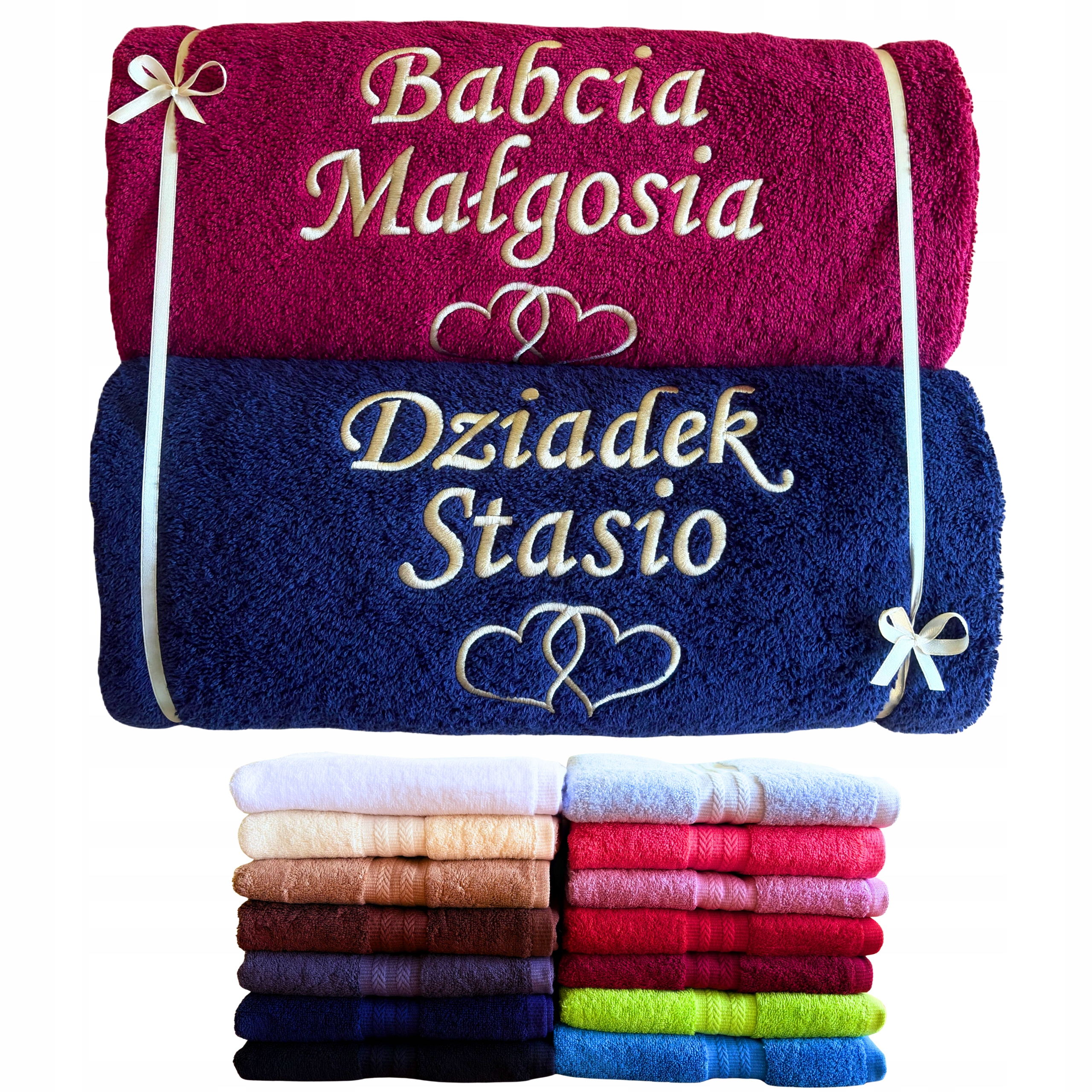 Personalizovaný dárek pro babičku a dědečka, ručníky na Den prarodičů, jméno