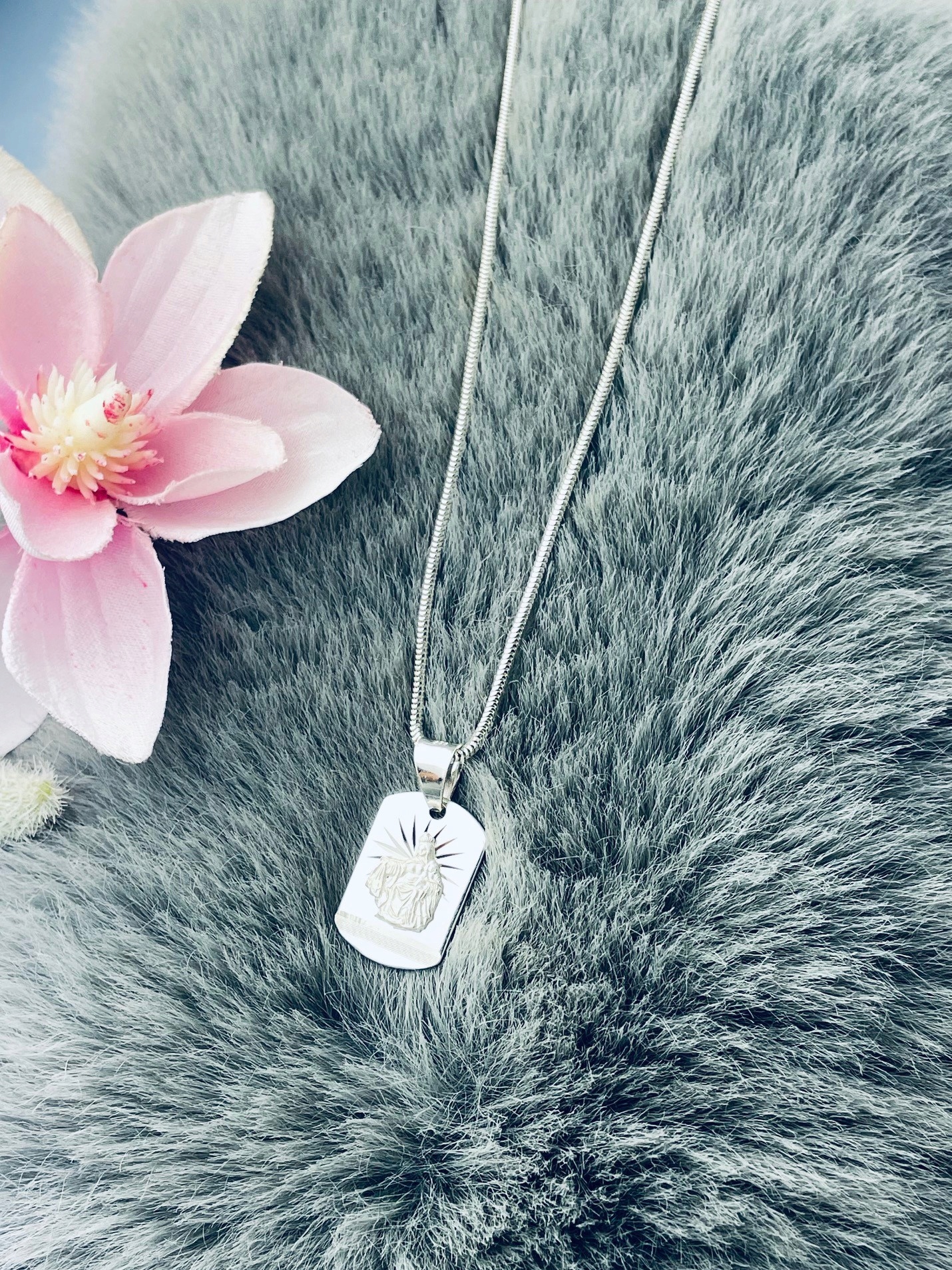 Stříbrný komplet náhrdelník řetízek hadička zmijka, oboustranný přívěsek