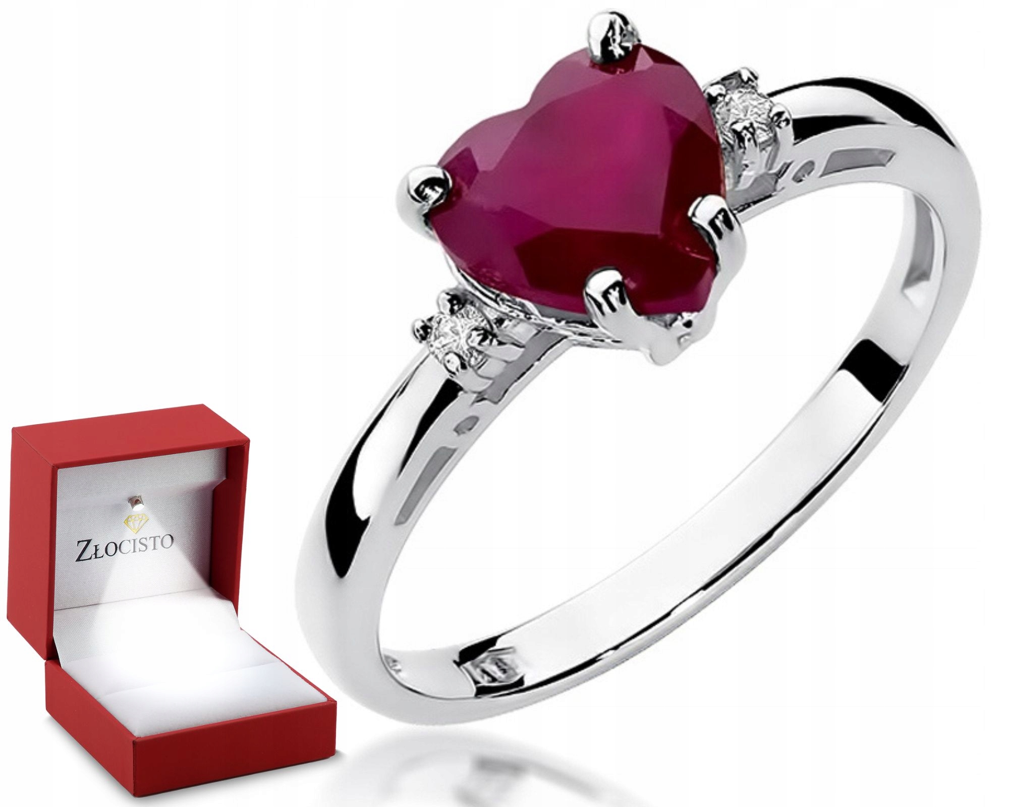 Prstýnek srdce s rubínem a diamanty každý roz