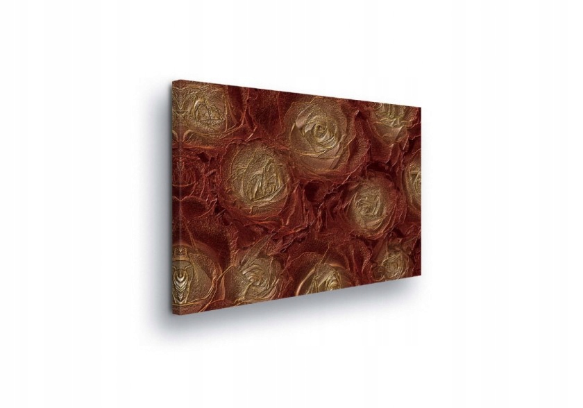 Obraz 100x75 Textura Objem Zlato Bronz Bordová Okvětní lístky Květiny Abstrakce