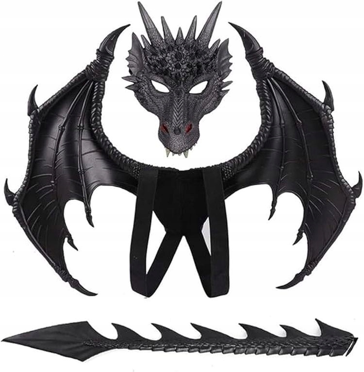 Kostium smoka dla dzieci, Skrzydła Smoka, Ogon, Maska