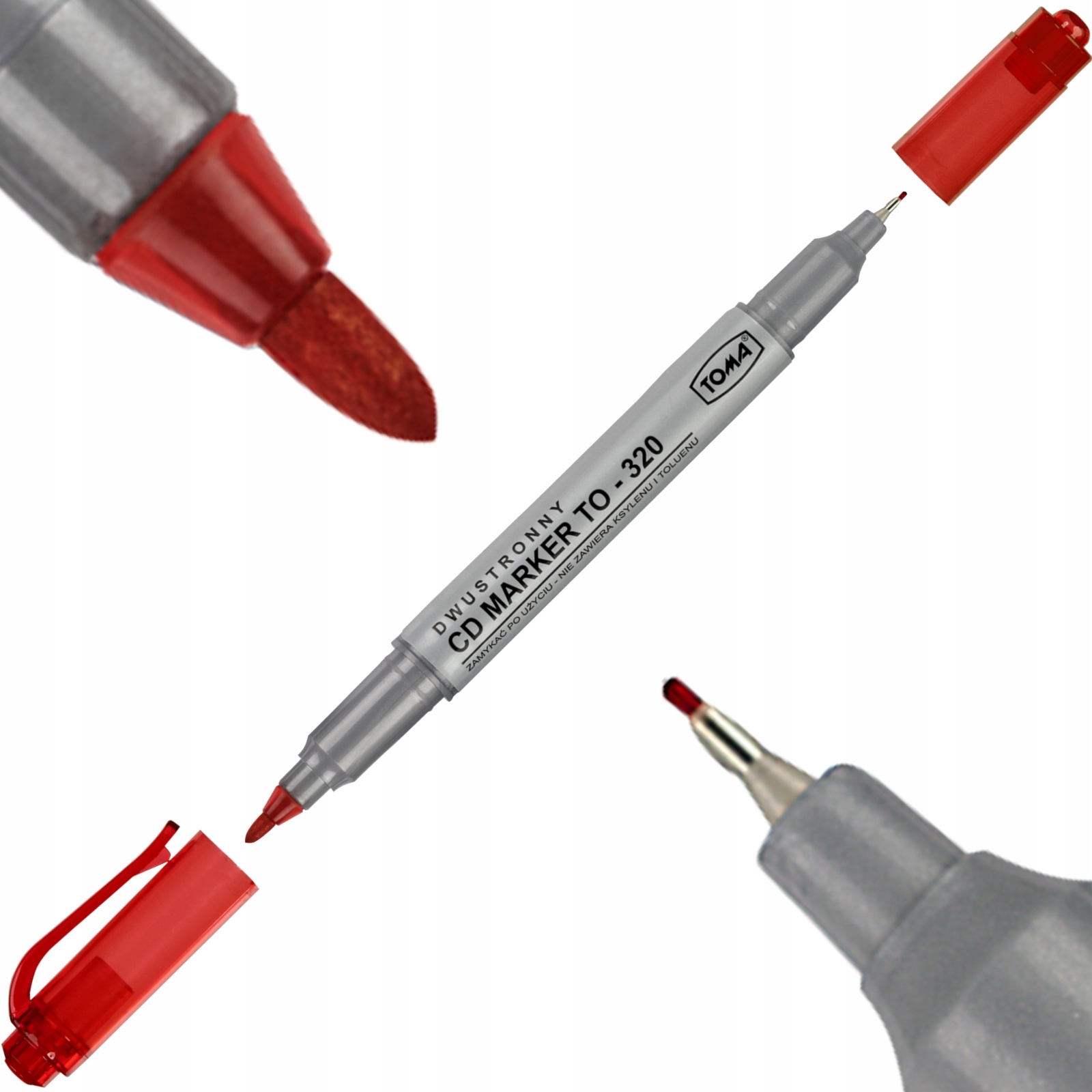 

Toma Marker Permanentny Dwustronny do CD czerwony