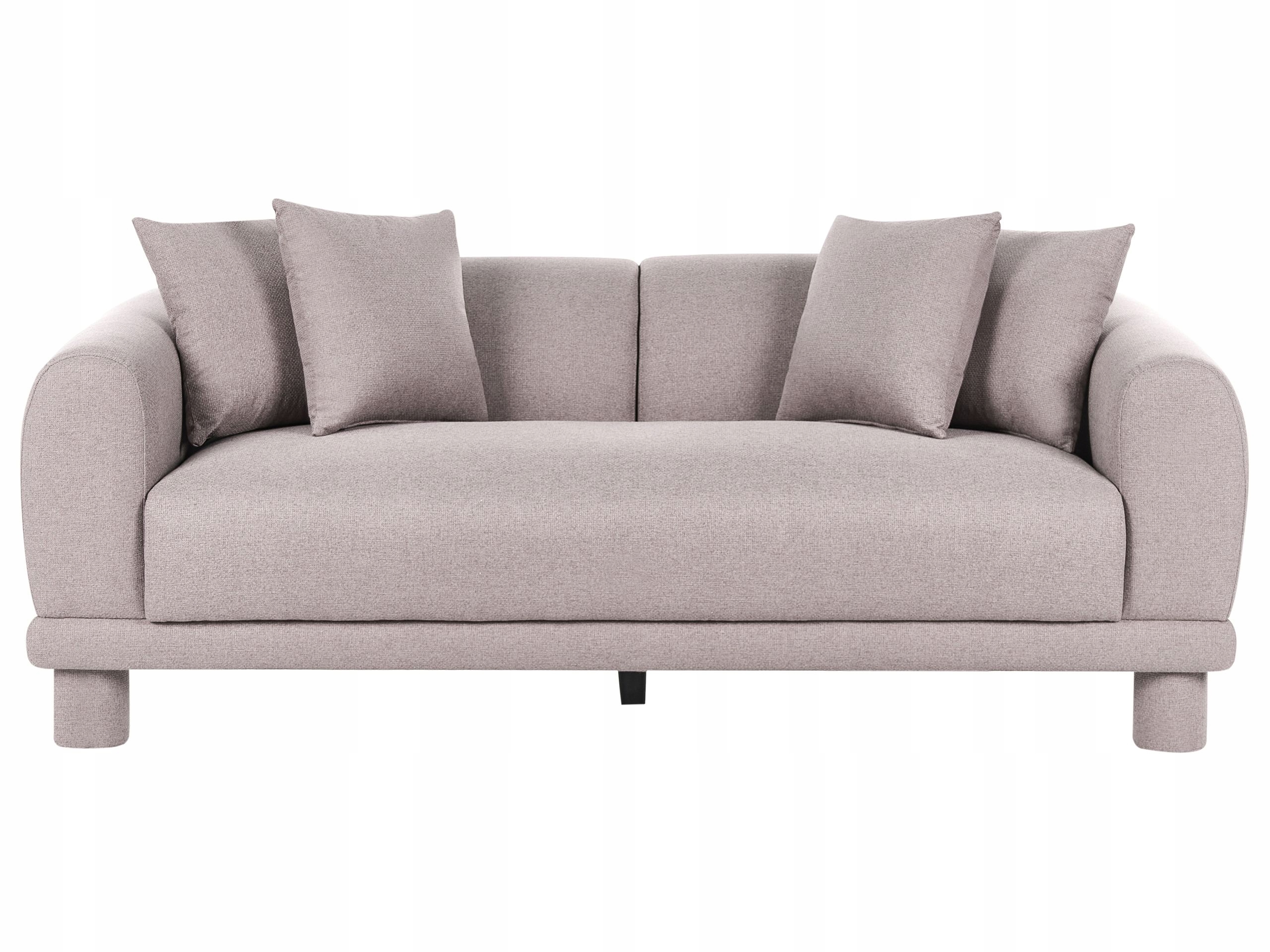 Sofa trzyosobowa z tapicerowanymi nogami beżowoszara