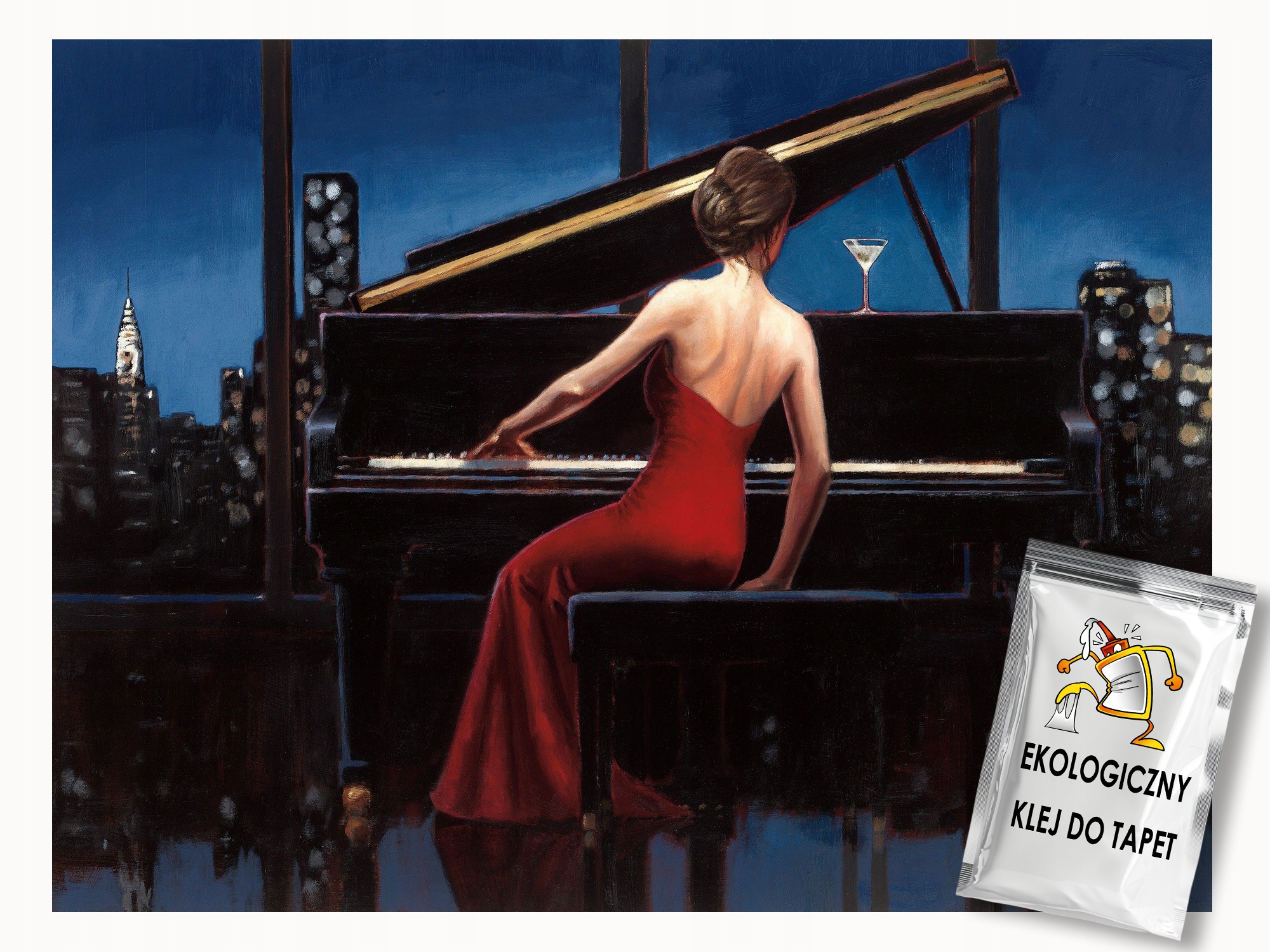 Fototapeta Flizelina Město Večer Koncert Klavír Žena 300x210 lepidlo