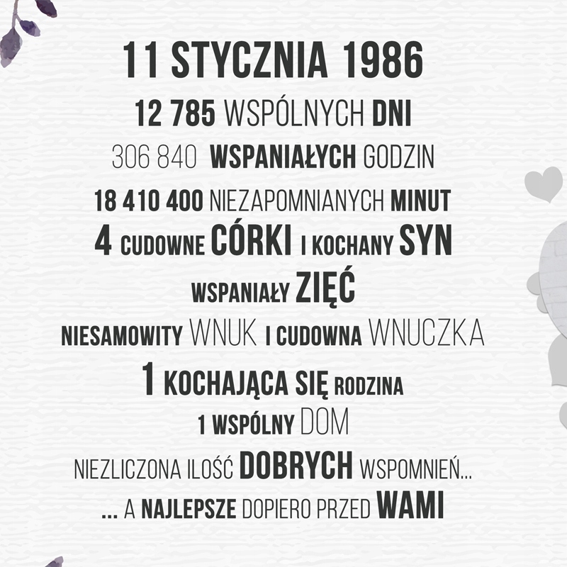 Prezent Plakat dowolna ROCZNICA ŚLUBU ramka a3 Wysokość produktu 30 cm