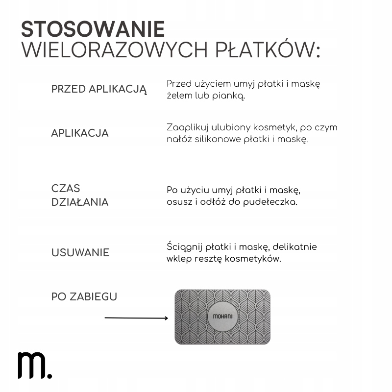 PŁATKI SILIKONOWE POD OCZY WIELORAZOWE MASKA ZESTAW MOHANI Stan opakowania oryginalne
