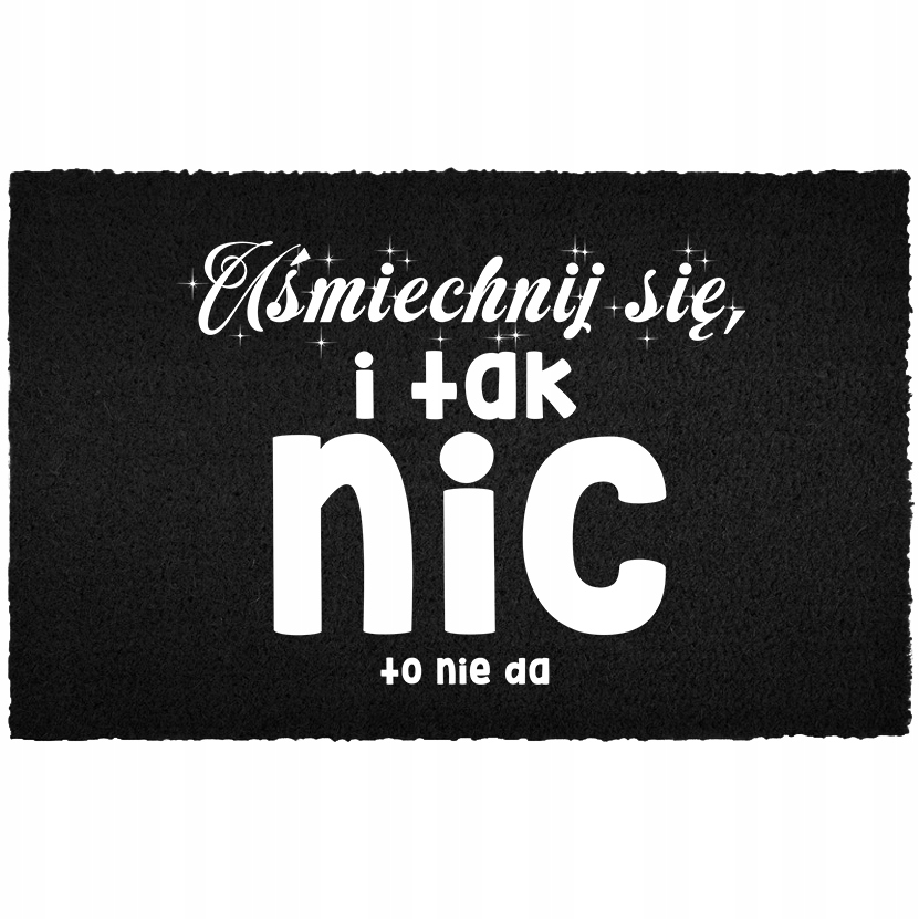 Vstupní Rohožka Kokosová Černá 40X60 Pod Dveře Humor Usměj Se