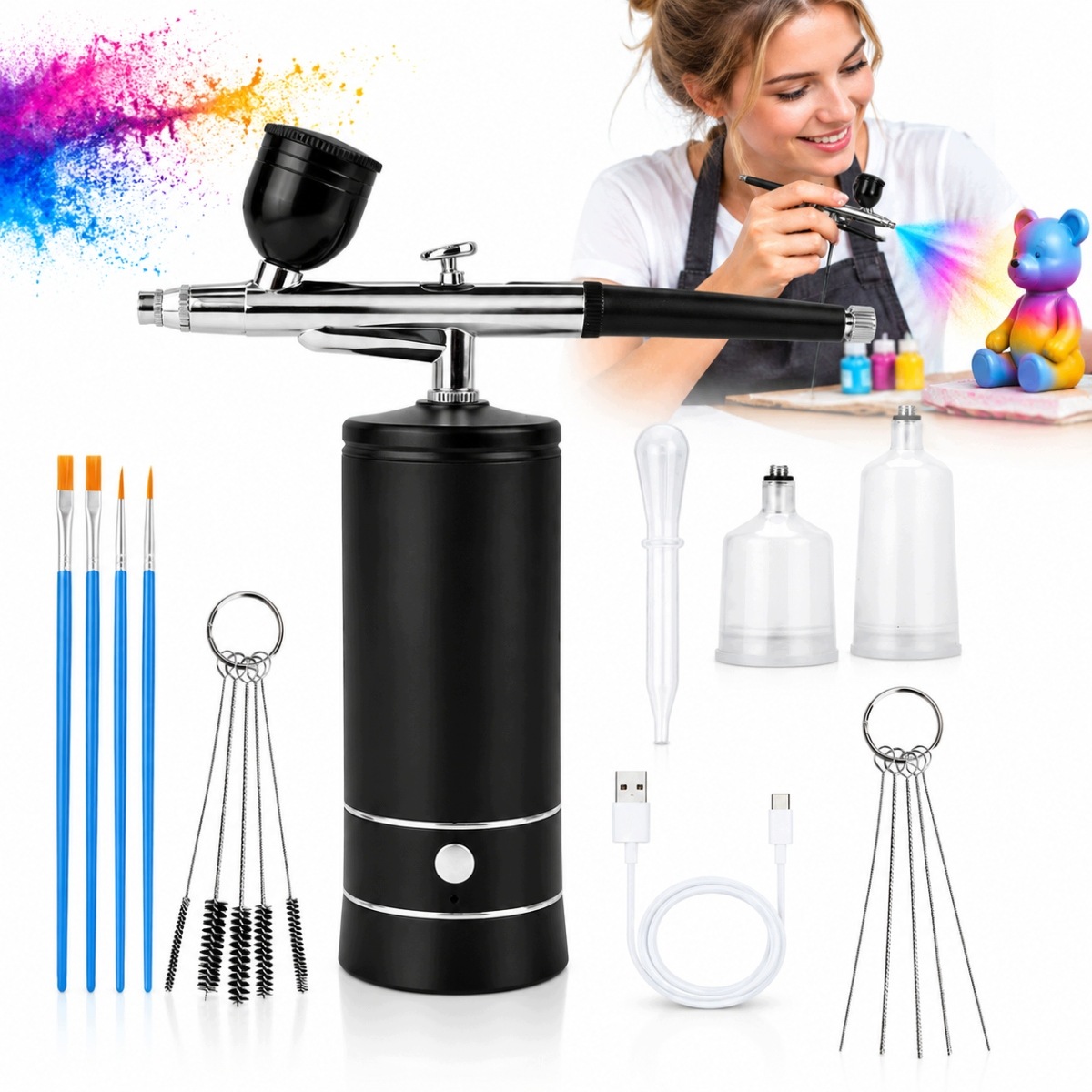 Přenosný Airbrush Kompresor S Tryskou 0.3 MM Pro Malování Nehtů