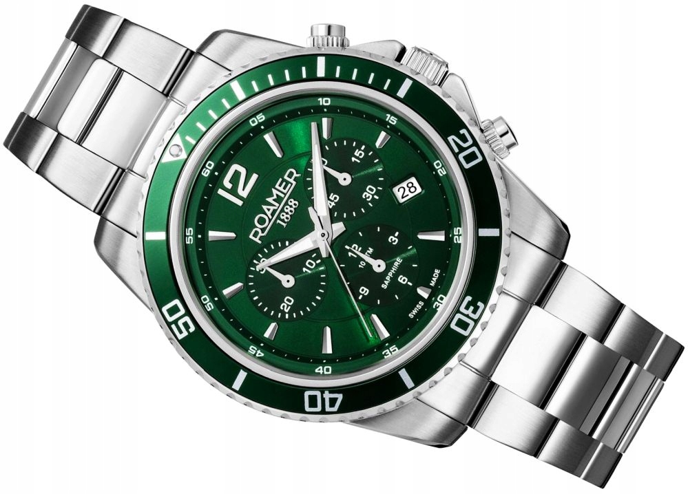 Originální Pánské Hodinky Roamer Nautic Zelené Chrono Nové Box