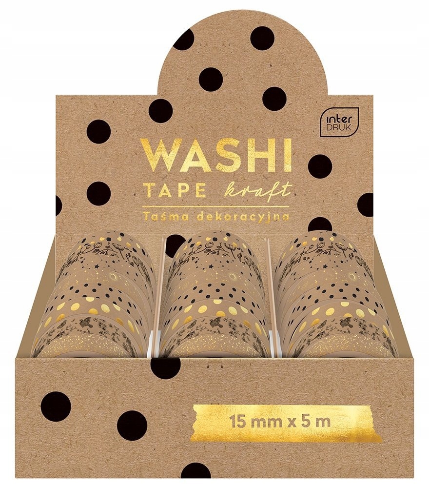 TAŚMA DEKORACYJNA WASHI TAPE KRAFT INTERDRUK Kod producenta 5902277303820