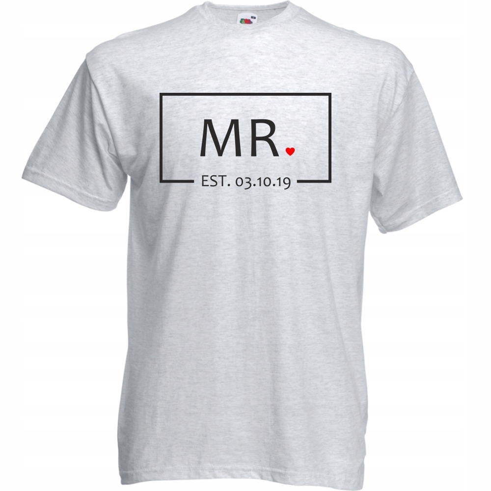 

Koszulka ślubne ślub mąż żona mr. XXL ash szara