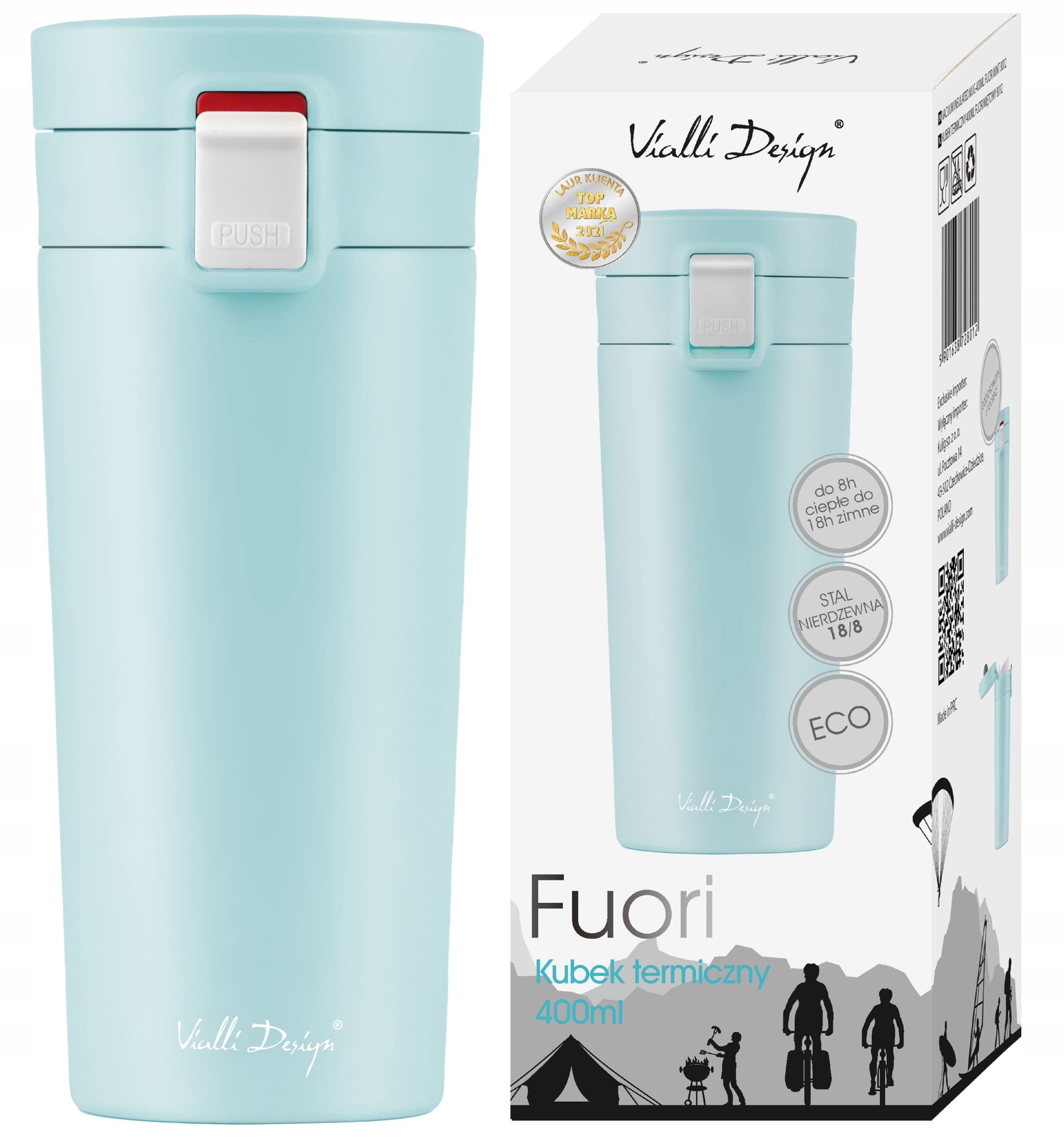 

Vialli Kubek Termiczny Kawy Fuori Miętowy 400 ml