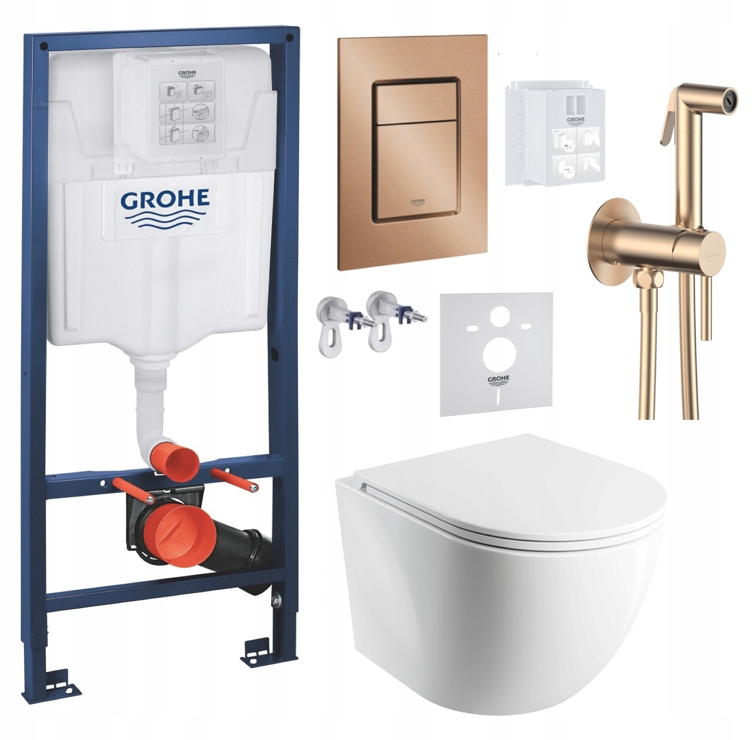 Wc rošt Grohe Rapid Sl s Wc misou Omnires a tlačidlom medená batéria