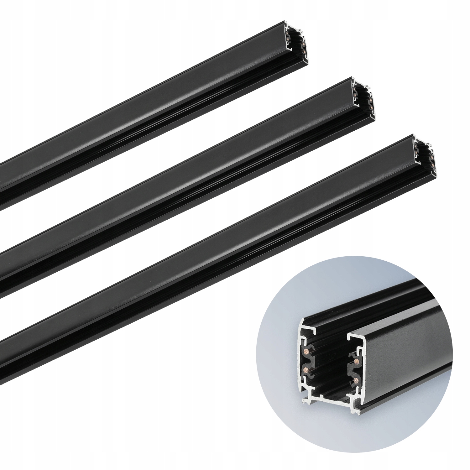 Set 3x 3-fázová osvětlovací lišta 1 m Černá pro Led svítidla Nextrack