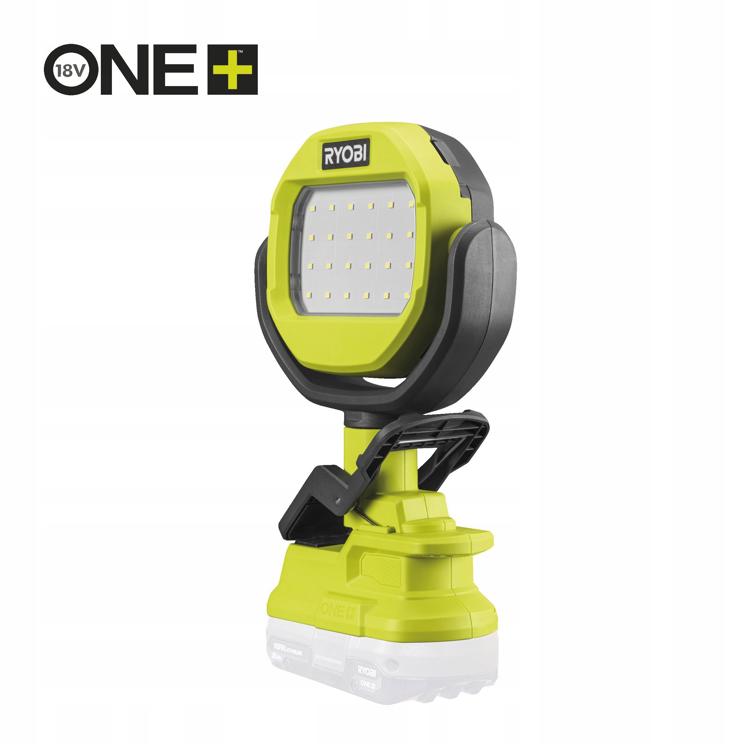 Ryobi RLCL18-0 18V One+ svetlo s klipom výkon 900 lúmenov dve nastavenia jas