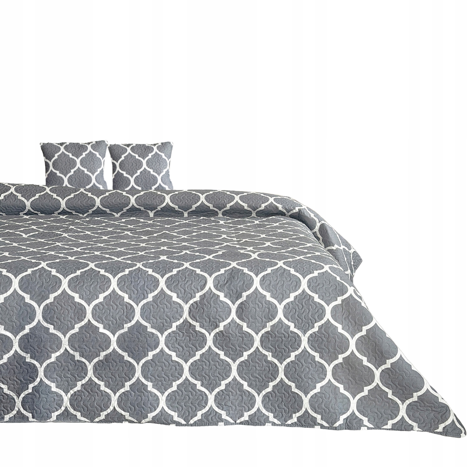 Dwustronna Narzuta na Łóżko Tavira Pled Szara Biała 220x240 cm 2 poszewki