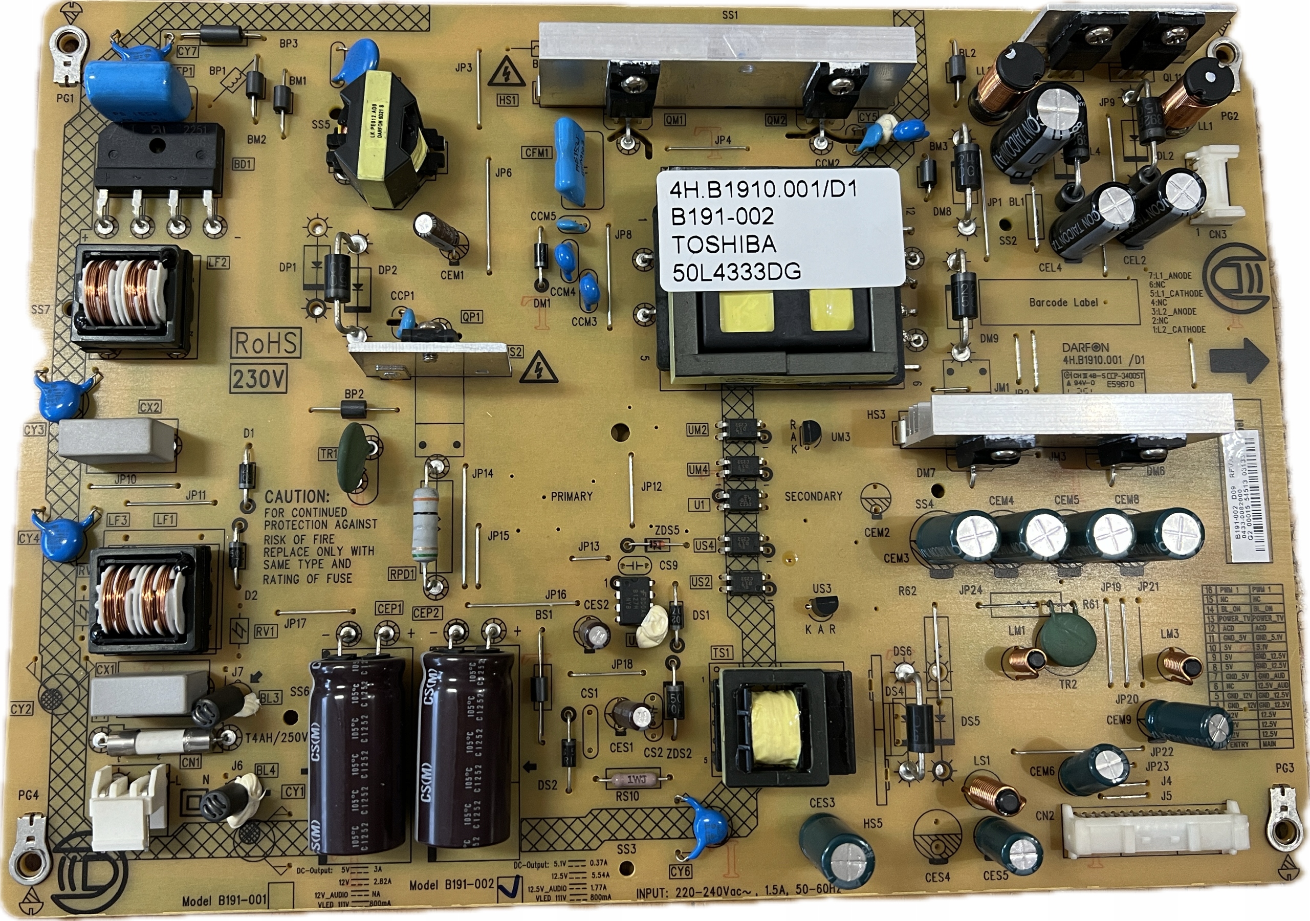 ZASILACZ TOSHIBA 50L4333DG 4H.B1910.001/D1 B191-002