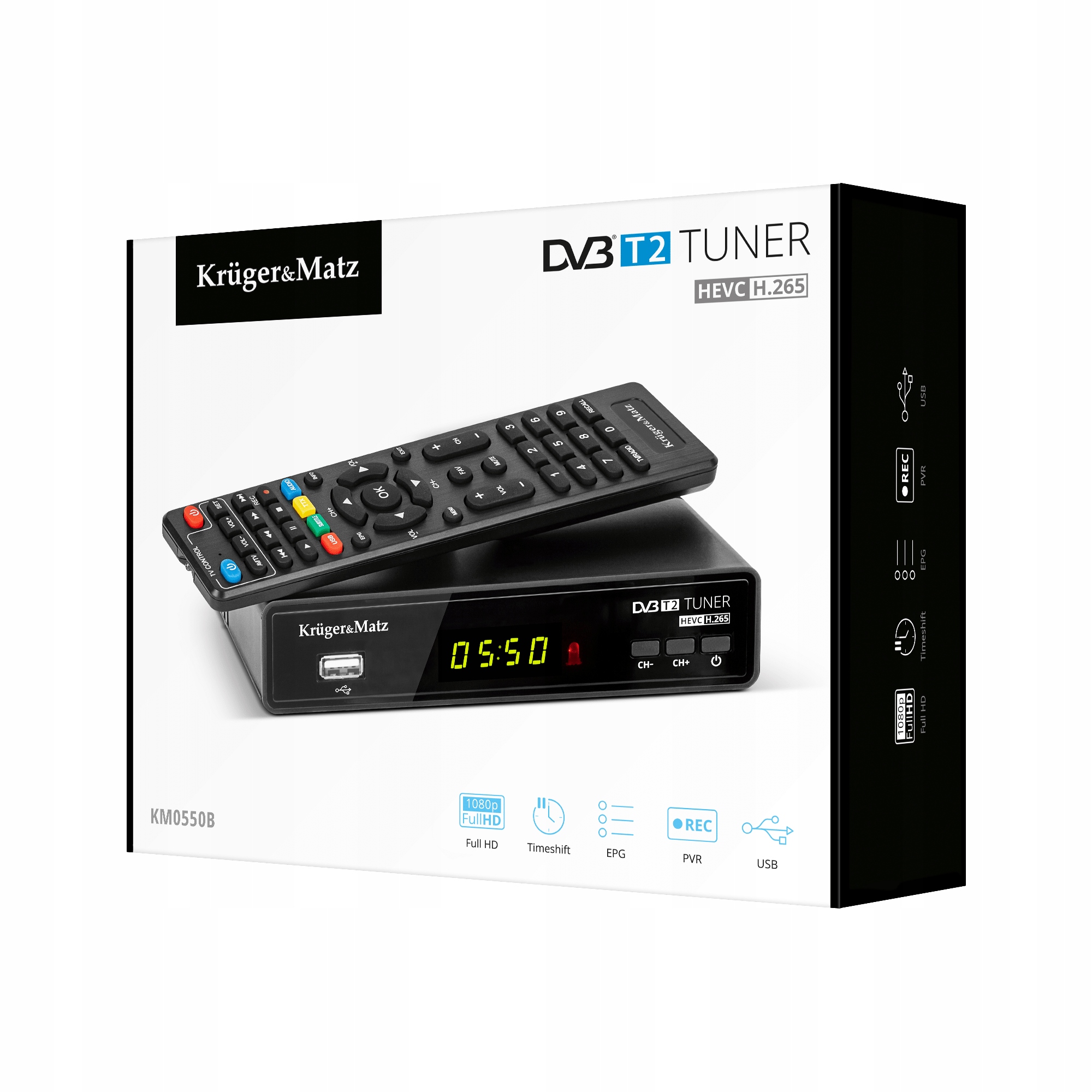Dekoder Tuner telewizyjny DVBT2/HEVC Model KM0550B