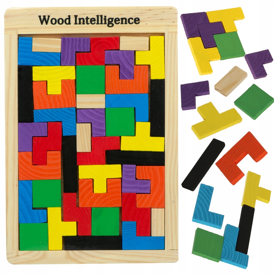 

Puzzle 3D Drewniane Tetris Montessori Układanka