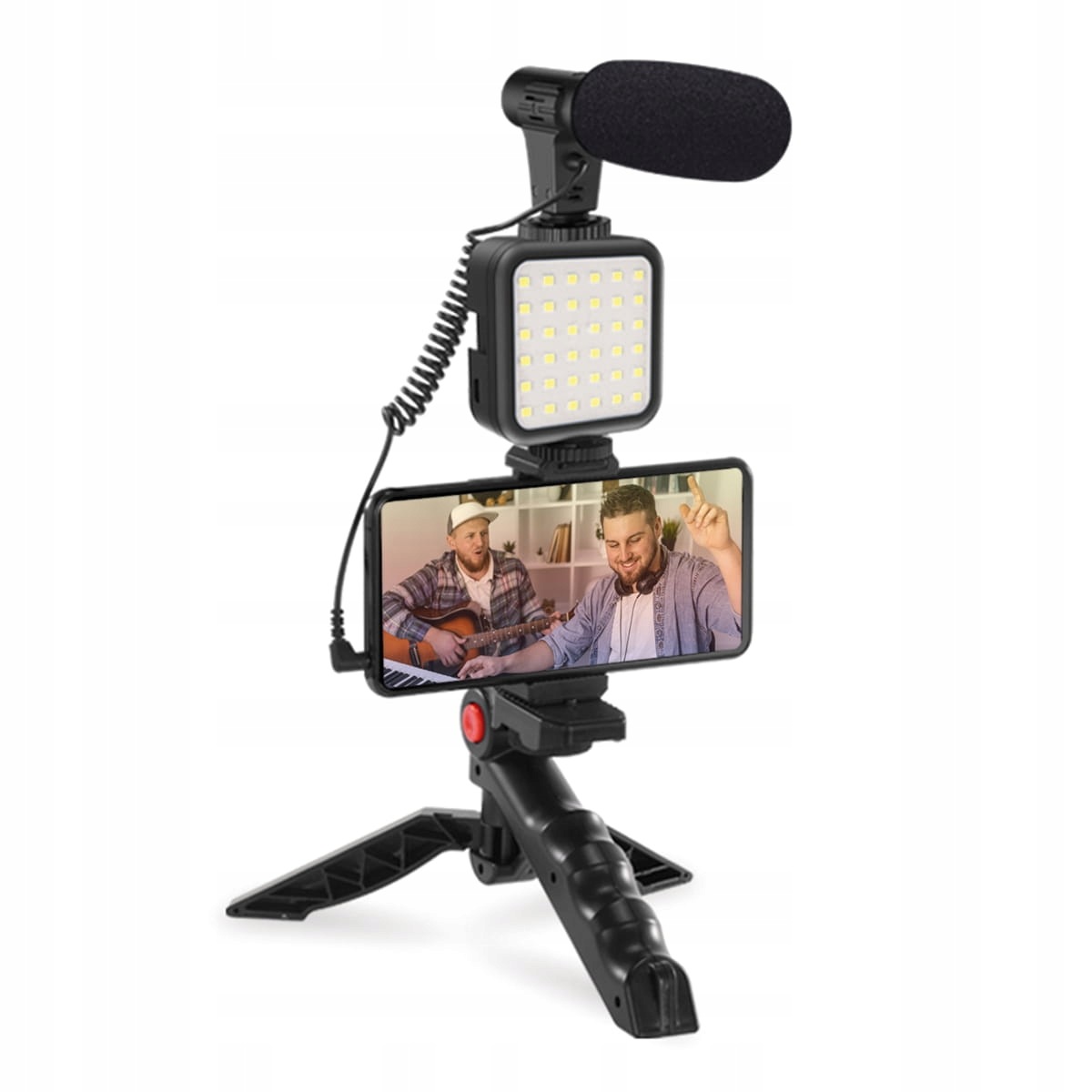 Sada 4v1 pro Vlogy – mikrofon, Led lampa, tripod, držák telefonu