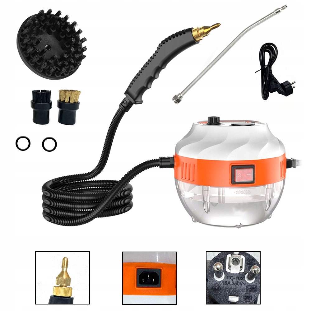 Parní Čistič 1500 W, 6 rychlostních stupňů, Tlak 3 Bar, Barva Oranžová