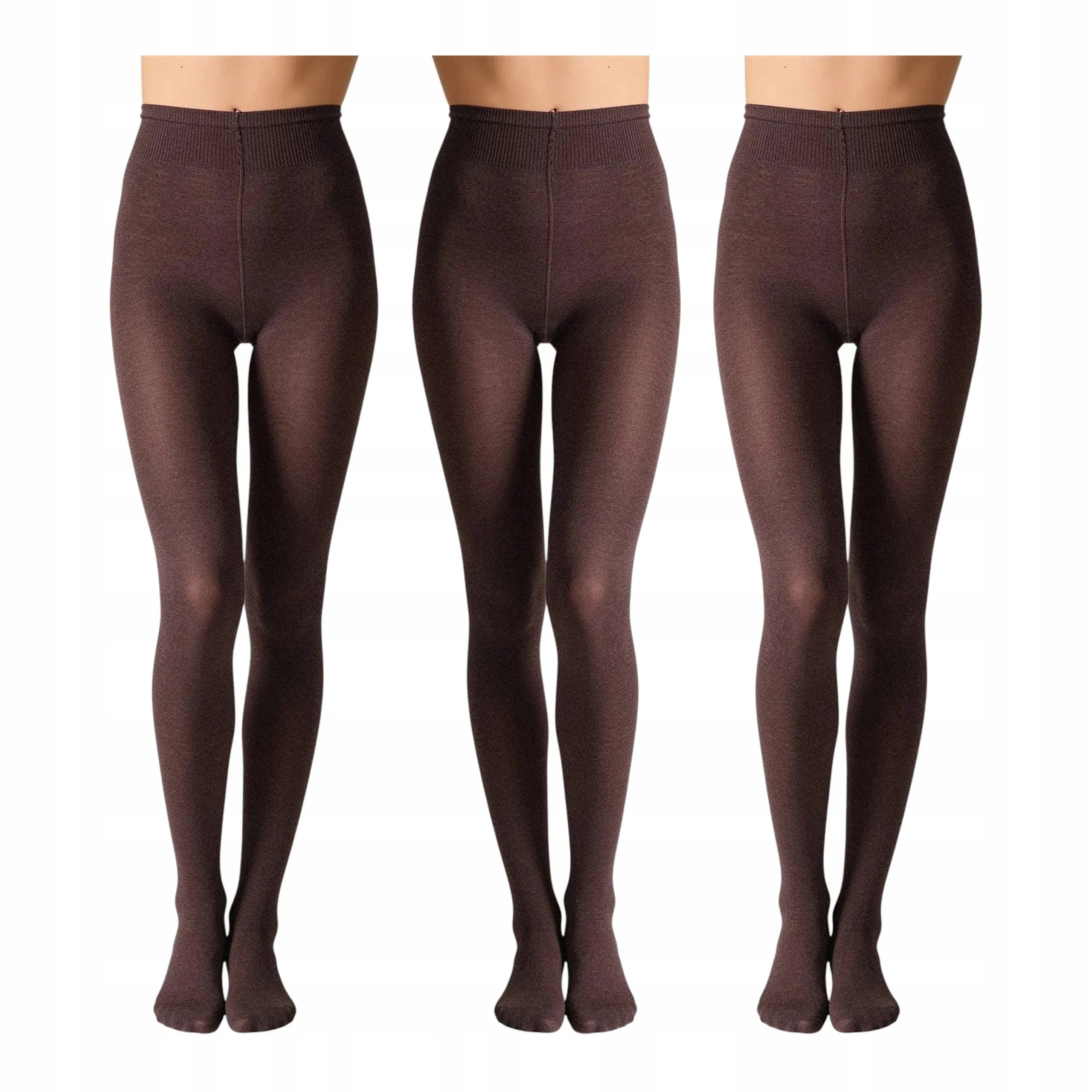 Punčocháče 110 den bavlněné s teplou vlnou, hnědé Legs, 3 páry 5-XL
