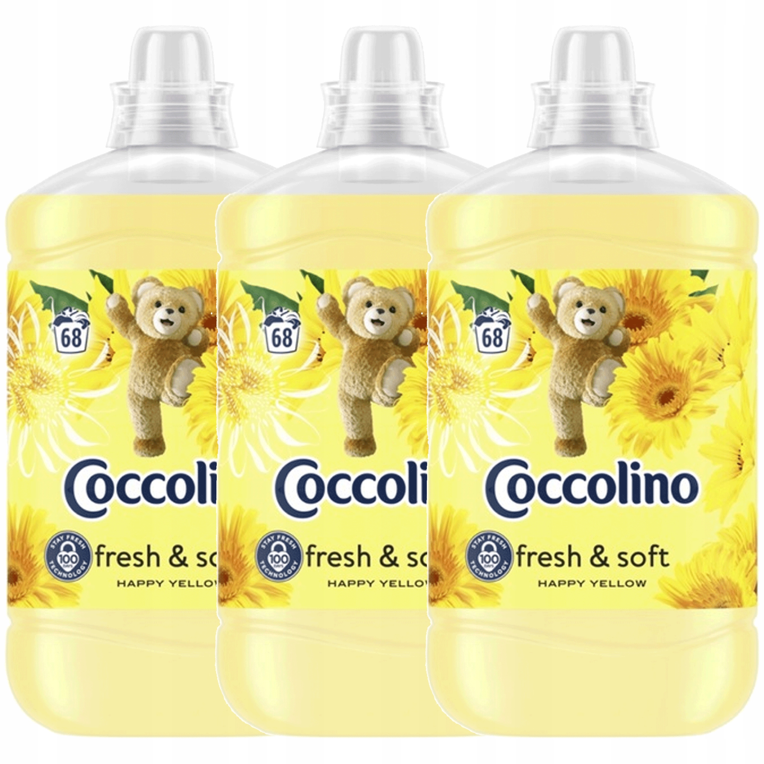 Levně Coccolino Fresh&Soft Happy Yellow tekutá aviváž 1,7L 68praní x3