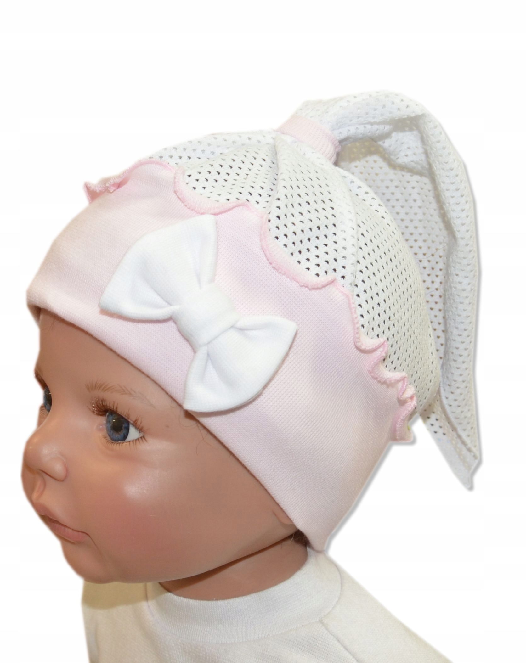 

chustka na opasce 35-41cm 0-6m ażurowa biała/róż