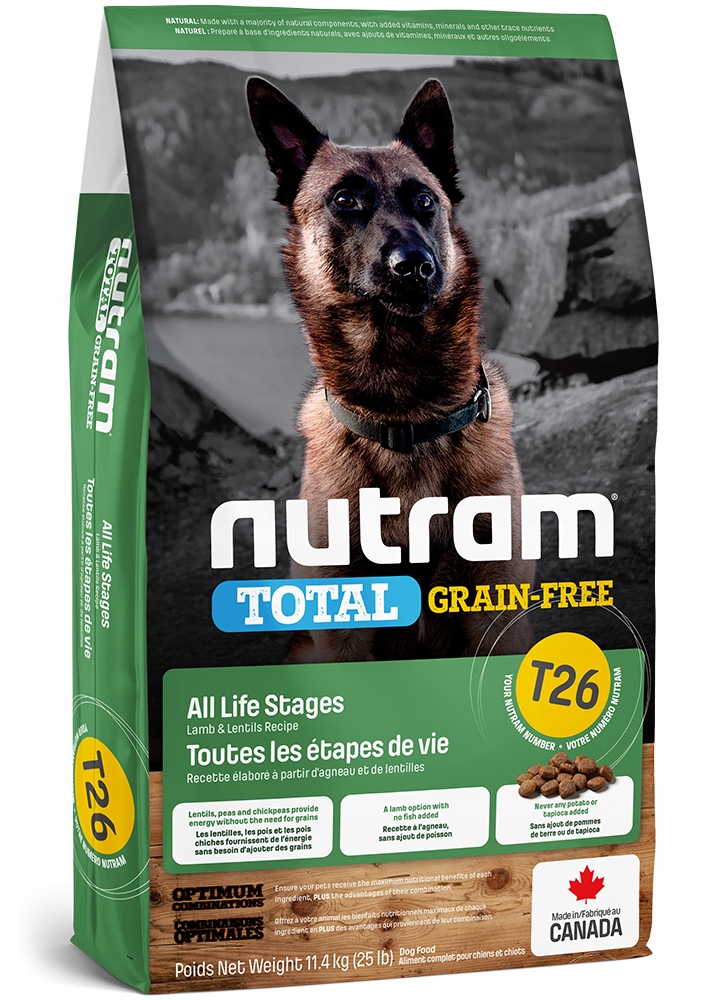 Levně Nutram T26 Total Grain Free Mono Jehněčí Čočka 11,4 kg Dospělý pes