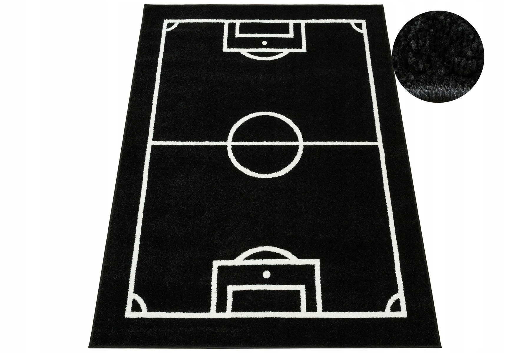 Dywan Boisko Do Pokoju Chłopca Gładki Czarny Biały Football Lima 160x230 cm